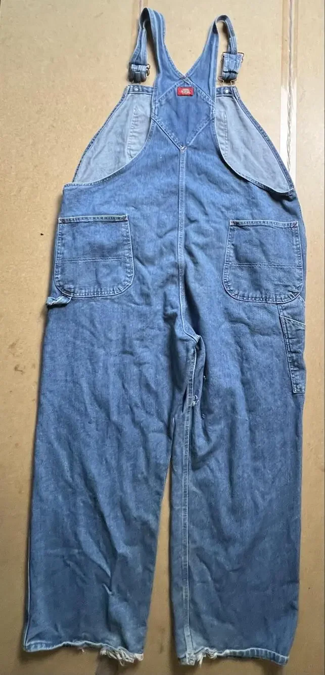 Dickies Overalls Mens One Size 44W 34L Blue Denim Relaxed Workwear Pockets